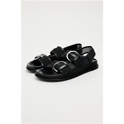 MESH FLAT SLIDER SANDALS WITH BUCKLES