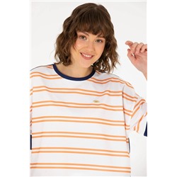 Kadın Kiremit Bisiklet Yaka Tişört