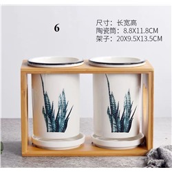 Керамический набор для столовых приборов с деревянной подставкой