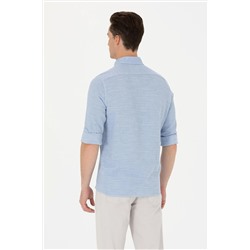 Erkek Mavi Uzun Kollu Gömlek