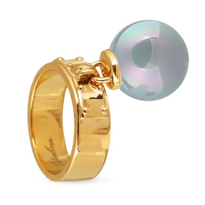 Кольцо (Майорка 14мм голубая; покрытие золото), Есть комплект