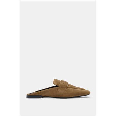 SPLIT SUEDE MULE LOAFERS