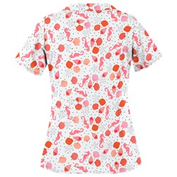 UA Day At The Beach Black Scallop Neck Print Scrub Top
