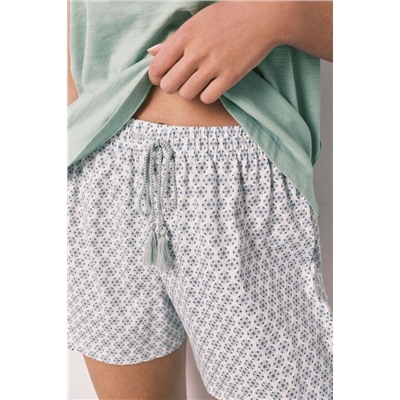 Pijama corto algodón estampado verde