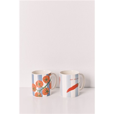 Pack 2 tazas estampado rayas, chiles y tomates