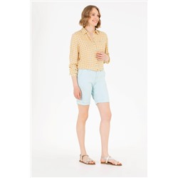 Kadın Su Yeşili Dokuma Şort