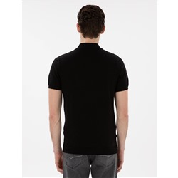 Siyah Slim Fit Düğmeli Polo Yaka Triko Tişört