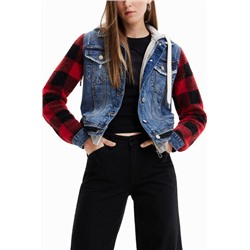 Chaqueta vaquera mangas cuadros