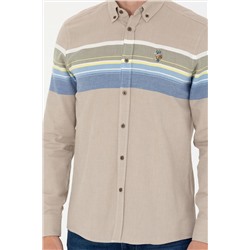 Erkek Açık Haki Uzun Kollu Gömlek