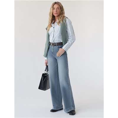 Джинсы трубы с декоративной стиркой из эластичного денима средней плотности