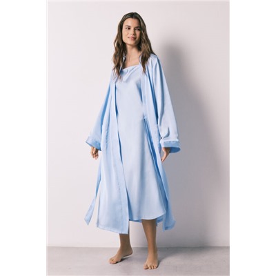 Bata midi satén azul