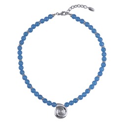 Колье Селена (агат васильковый; покрытие родий) 45-52см, Есть комплект