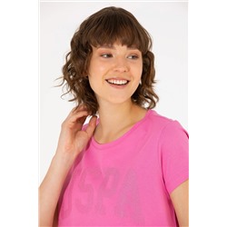 Kadın Pembe Bisiklet Yaka Basic Tişört