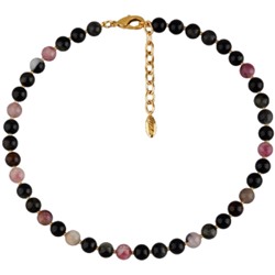 Колье Селена (турмалин 8мм микс; покрытие золото) 40-45см, Есть комплект