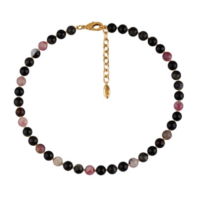 Колье Селена (турмалин 8мм микс; покрытие золото) 40-45см, Есть комплект