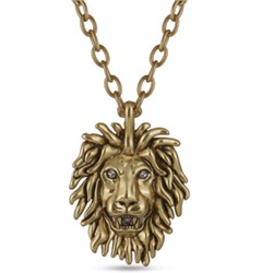 Кулон Лев (кристаллы SW белые; покрытие античное золото) 80см, Есть комплект