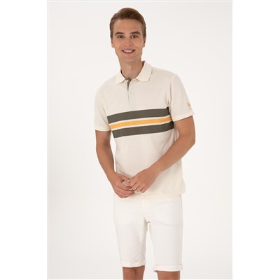 Erkek Regular Fit Krem Polo Yaka Tişört