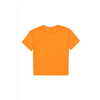Erkek Çocuk Turuncu Oversize Bisiklet Yaka Tişört