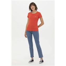 Kadın Kırmızı Bisiklet Yaka Tişört