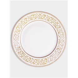 Тарелка обеденная, 27 см, фарфор P, белая, с золотистым орнаментом, Golden