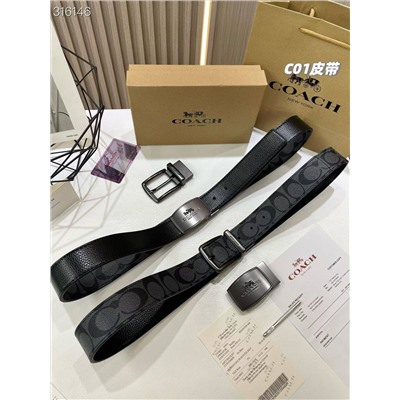 Двухсторонний мужской ремень с двумя пряжками КОУ*Ч