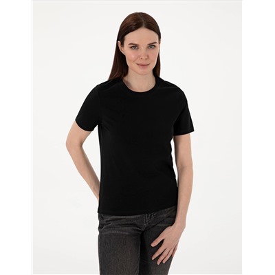 Siyah Regular Fit Bisiklet Yaka Basic Tişört