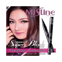 Водостойкая подводка-фломастер для глаз (Черный) / Mistine Super Black Eyeliner