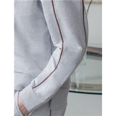 Свитшот с лампасами и разрезами из эластичного футера двухнитки без начеса