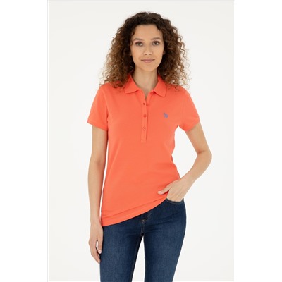Kadın Nar Çiçeği Basic Polo Yaka Tişört