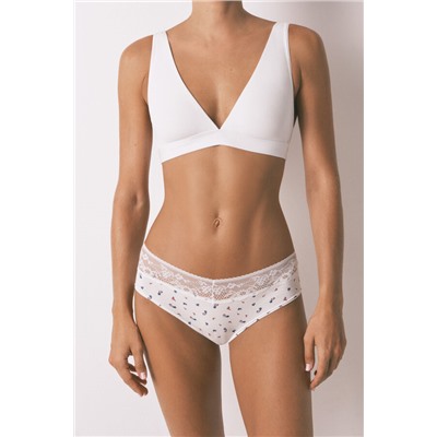 Braga ancha algodón estampada marfil