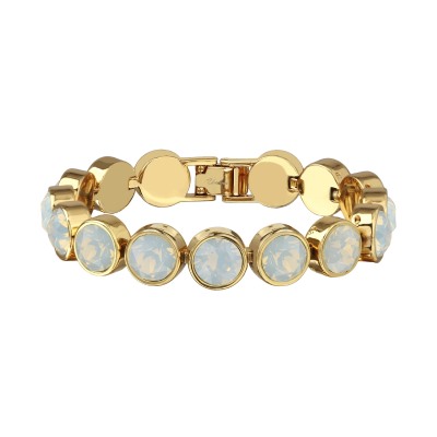 Браслет Теннис (кристаллы SW белый опал 8мм; покрытие золото) 17-19см, Есть комплект