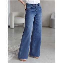 Джинсы трубы из эластичного денима