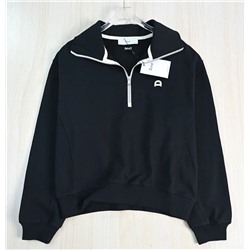 Женский хлопковый свитшот с полумолнией и отворотом