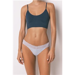 Tanga canalé encaje azul