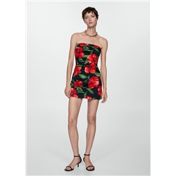 Vestido palabra de honor flores