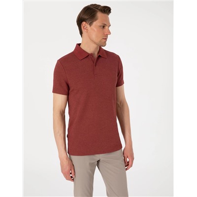 Nar Slim Fit Örme Dokulu Polo Yaka Tişört