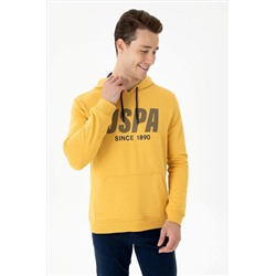 Erkek Hardal Kapüşonlu Sweatshirt