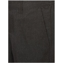 Boys Charcoal Long Length Half Elastic School Trousers 2 Pack