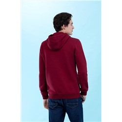 Bordo Kapüşonlu Basic Sweatshirt