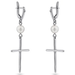 Серьги (жемчуг белый 8мм; покрытие античное серебро), Есть комплект