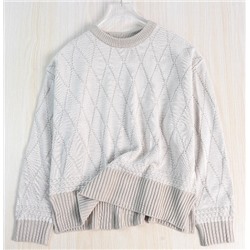 Женский хлопковый ромбовидный свитер с круглым вырезом