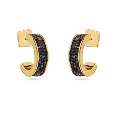 Серьги Галактика (кристаллы SW темно-серые; покрытие золото), Есть комплект