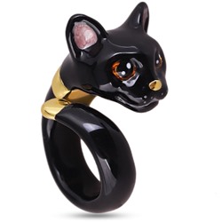 Кольцо Кошка (эмаль черная; покрытие золото), Есть комплект