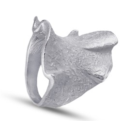 Кольцо мятый металл (покрытие матовый родий), Есть комплект