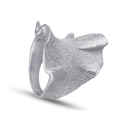 Кольцо мятый металл (покрытие матовый родий), Есть комплект