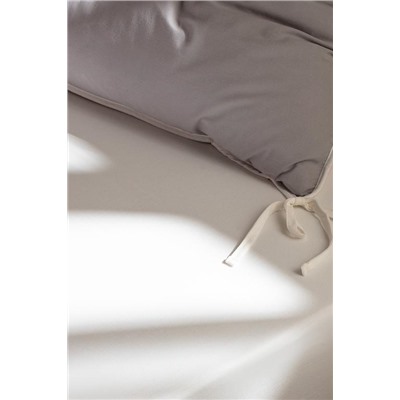 Aimon King Size %100 Pamuk Yıkamalı Bağlamalı Nevresim Takımı - Gri/Pudra