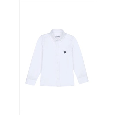 Erkek Çocuk Beyaz Uzun Kollu Basic Gömlek