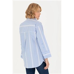Kadın Mavi Uzun Kollu Gömlek