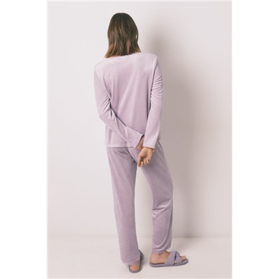 Pijama largo terciopelo lila