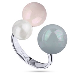 Кольцо Акварель (Майорка 8-12 мм белая, розовая, голубая; покрытие родий), Есть комплект